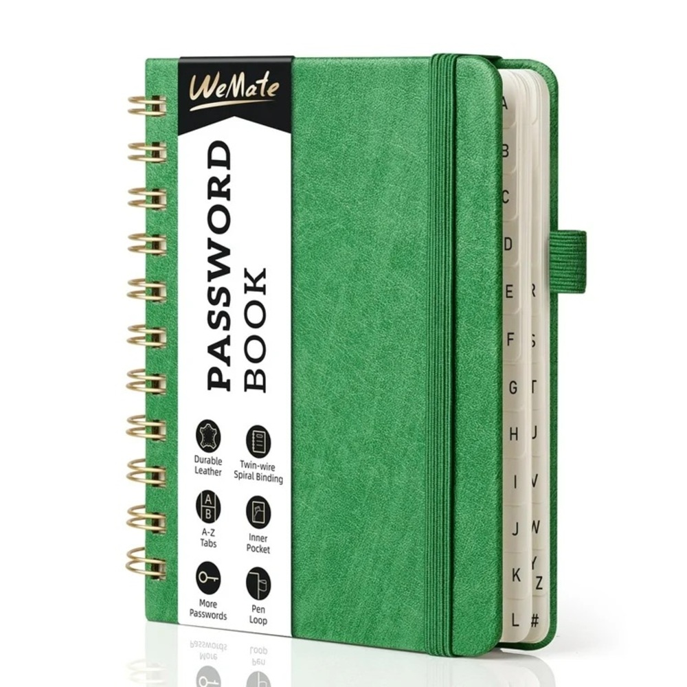 WEMATE Hardcover Alphabetical Tab 4.7''x 6'' Password Keeper Journal Logbook NWT